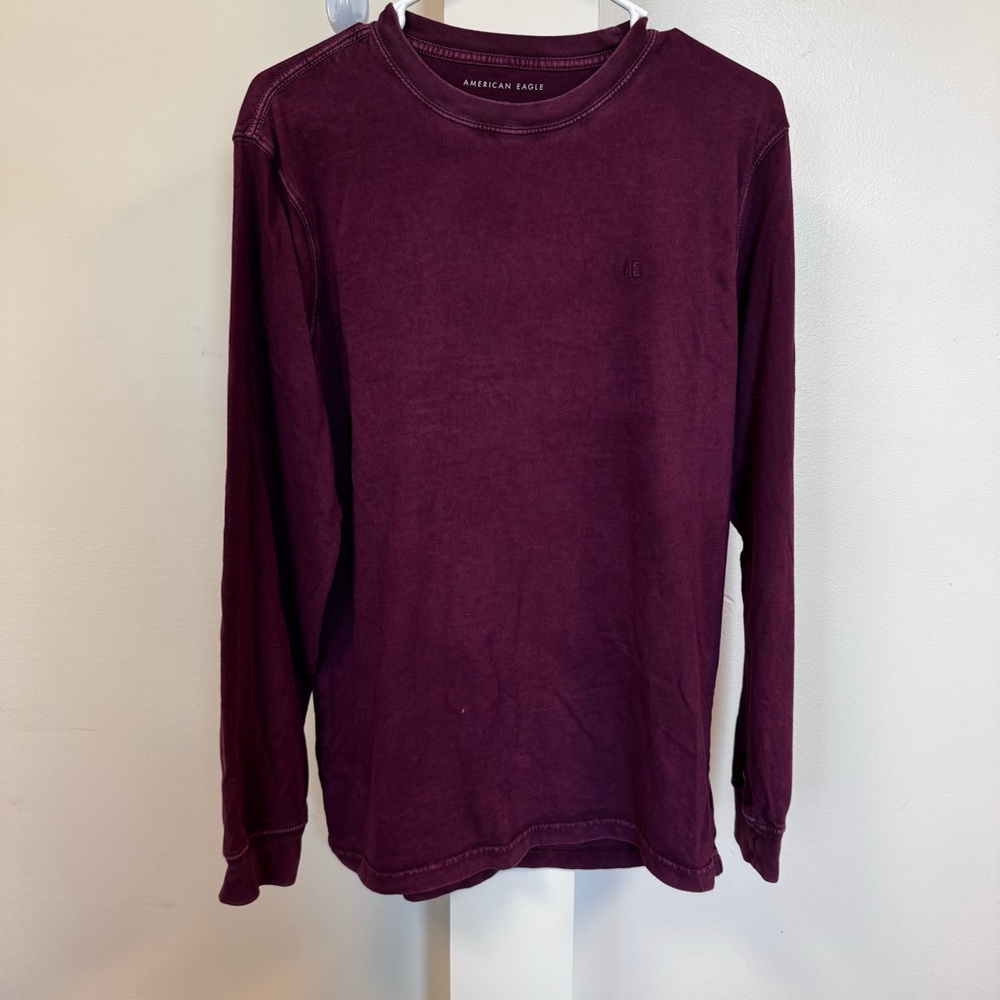 American Eagle Outfitters Burgundy Crew Neck Long Sleeve